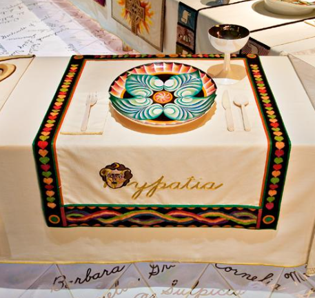 Hypatia's table setting in Judy Chicago installation